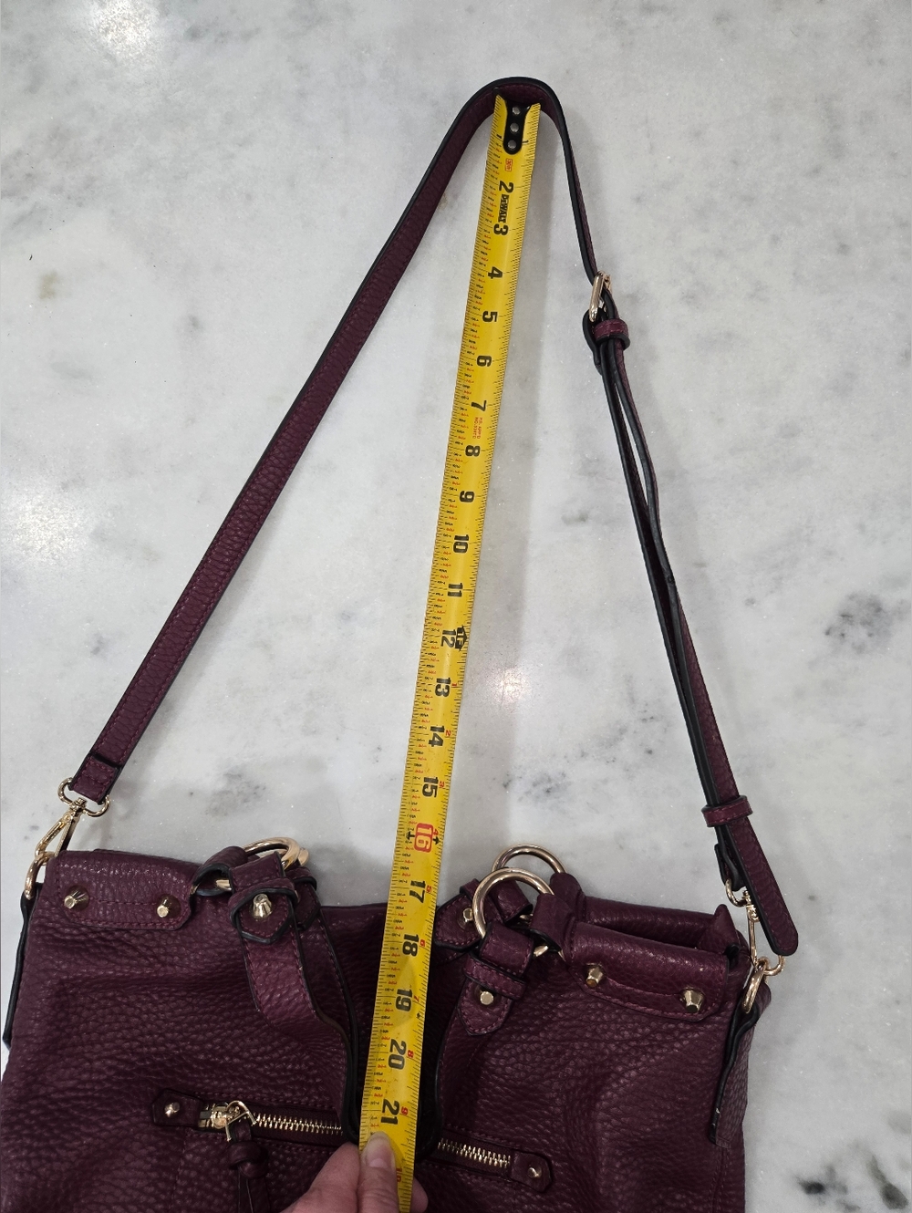 Urban Expressions Plum Pebbled Shoulder Bag with Gold Hardware - Picture 12 of 16